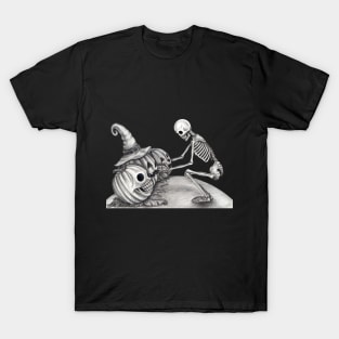 Fancy skull and pumpkin halloween. T-Shirt